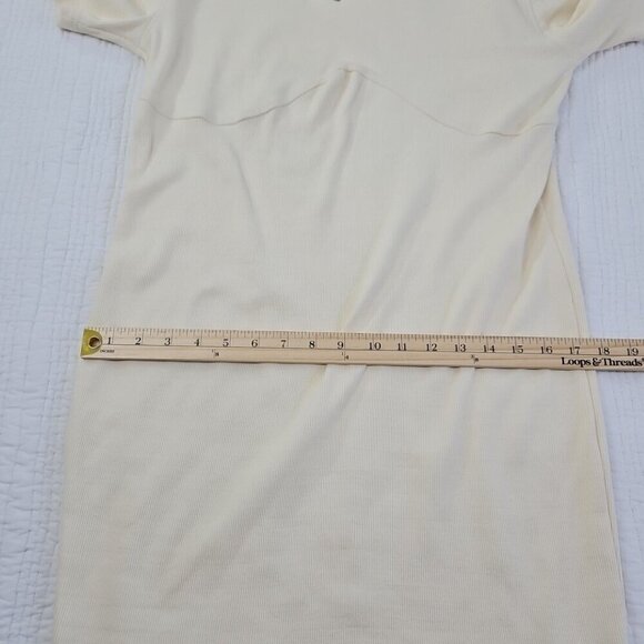 Pretty Little Thing Jersey Ribbed Bust Detail Bodycon Dress Size 16 Cream NWT - Picture 11 of 15